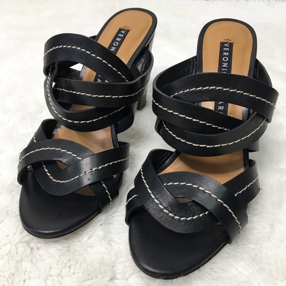 Veronica Beard Womens Black Leather Strappy Sandals Size 38 - Picture 2 of 13